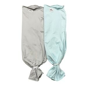 The Ollie Sleep Swaddles Lot of 2 Infant Sleep Newborn Swaddle Blanket Blue Gray